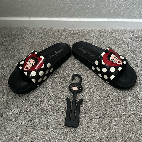 Betty Boop Black White Polka Dots Footbed Slide Sandals size 6, used few times - Picture 7 of 10